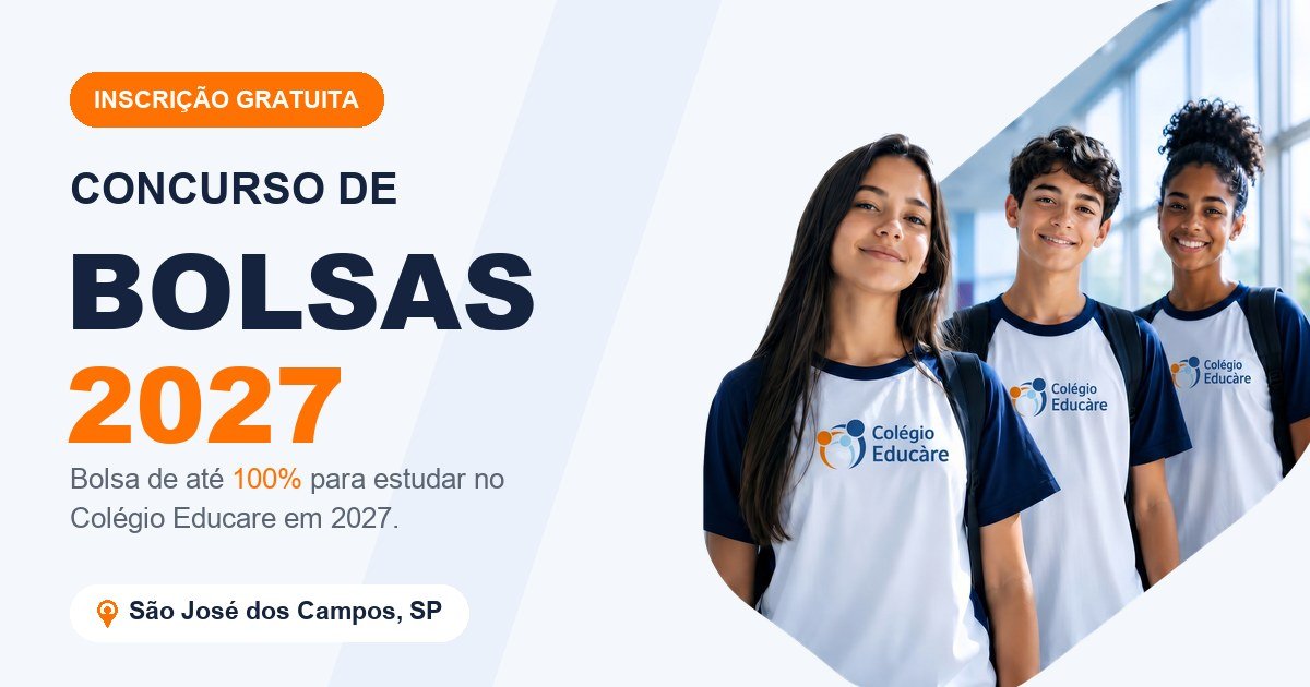 Concurso de Bolsas 2027 - Colégio Educare em São José dos Campos
